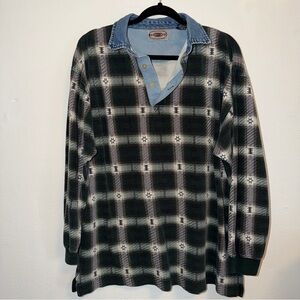 Vtg 90's County Seat Southwest Print Rugby Polo Shirt